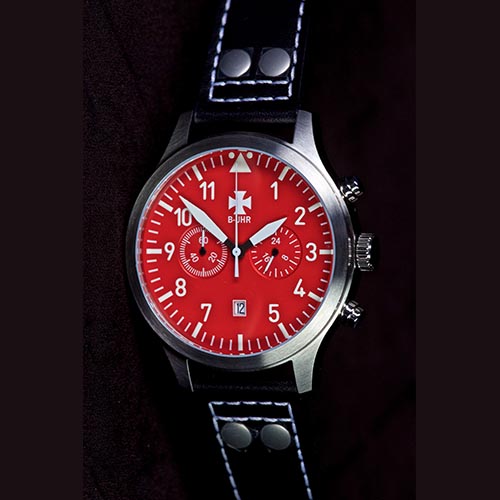 B-UHR LUFTWAFFE flieger chronograph, RED, limited edition